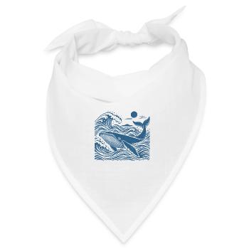 Welle und Wal: Blaue Welle - Bandana Dreieckstuch - Weiß - Vorne