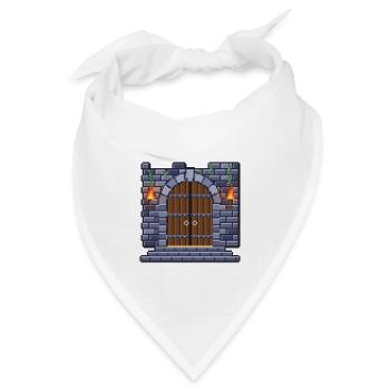 Pixel Art Kerkertor mit zwei brennenden Fackeln - Bandana Dreieckstuch - Weiß - Vorne