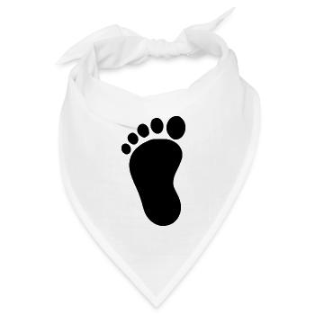Babyfuß schwarz Geschenk zur Geburt Taufe - Bandana Dreieckstuch - Weiß - Vorne