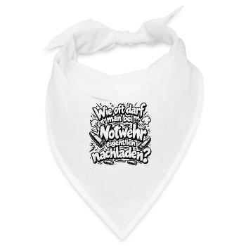 Lustiger Spruch Wie oft darf man bei Notwehr... - Bandana Dreieckstuch - Weiß - Vorne
