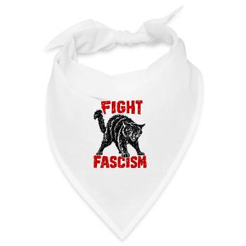 Fight Fascism Katze Antifaschismus Punk Statement - Bandana Dreieckstuch - Weiß - Vorne