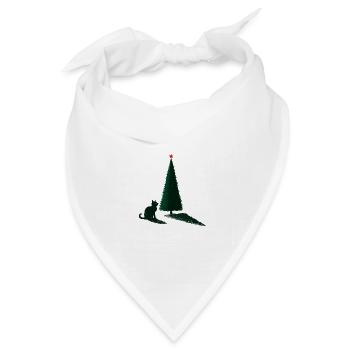 Christmas Tree Cat Silhouette - Bandana Dreieckstuch - Weiß - Vorne