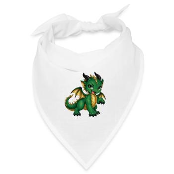 Frecher grüner Drache – Süßes Fantasy Drachenbaby - Bandana Dreieckstuch - Weiß - Vorne
