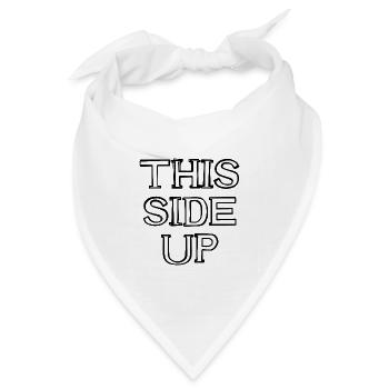 This Side Up Schriftzug handgezeichnet - Bandana Dreieckstuch - Weiß - Vorne