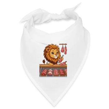 Löwe in der Fleischerei Metzger Chibi Design - Bandana Dreieckstuch - Weiß - Vorne