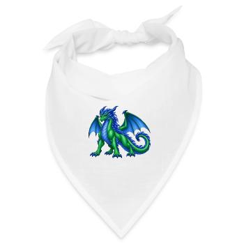 Majestätische Drachenmutter – Blau Grüner Drache - Bandana Dreieckstuch - Weiß - Vorne