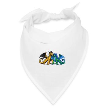 Drachenpaar in Liebe – Romantische Fantasy Drachen - Bandana Dreieckstuch - Weiß - Vorne