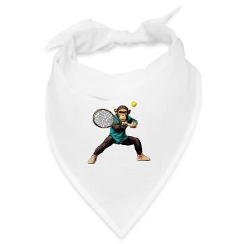 Tennis Schimpanse Affen - Bandana Dreieckstuch - Weiß - Vorne