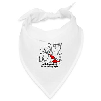 Französischer Bulldogge rettet Weihnachtsmann-Hausschuhe - Bandana Dreieckstuch - Weiß - Vorne