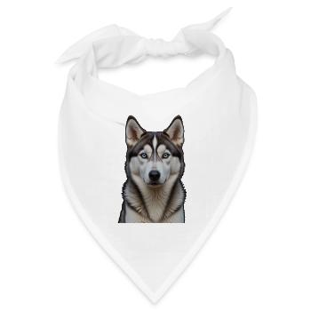 Eisblauer Husky Blick - Bandana Dreieckstuch - Weiß - Vorne