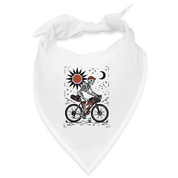 Skeleton Gravel Bike Linoleumschnitt - Bandana Dreieckstuch - Weiß - Vorne
