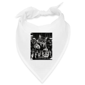 Katze Schachspieler Retro Design - Bandana Dreieckstuch - Weiß - Vorne
