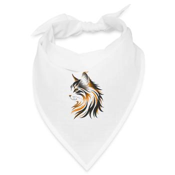 Katze Zeichnung - Bandana Dreieckstuch - Weiß - Vorne