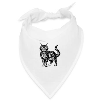 Getigerte Katze - Bandana Dreieckstuch - Weiß - Vorne