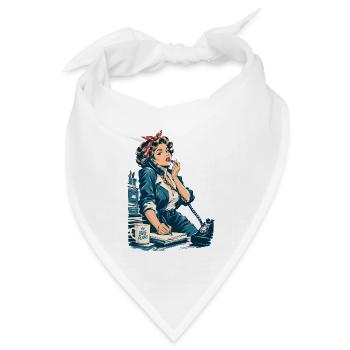 Vintage Geschäftsfrau im 50er Look - Bandana Dreieckstuch - Weiß - Vorne
