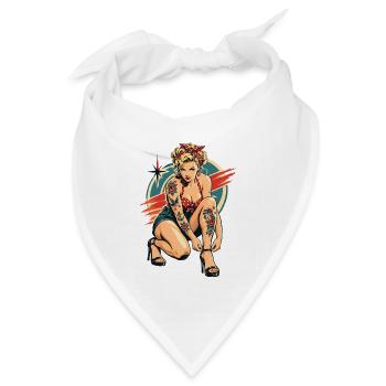 Rockabilly Pin-Up: Old School Tattoo Style - Bandana Dreieckstuch - Weiß - Vorne
