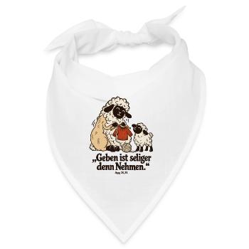 Strickerin Schaf Geben ist seliger denn Nehmen - Bandana Dreieckstuch - Weiß - Vorne