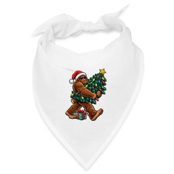 Sasquatch mit Weihnachtsbaum - Bandana Dreieckstuch - Weiß - Vorne