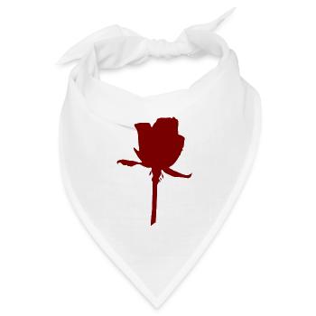 Rote Rosen-Silhouette auf Stiel - Bandana Dreieckstuch - Weiß - Vorne