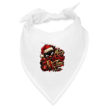 Merry Christmas Time – Cute Black Cat Christmas - Bandana Dreieckstuch - Weiß - Vorne