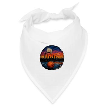 Streetball Court Vintage Basketball Skyline Shirt - Bandana Dreieckstuch - Weiß - Vorne