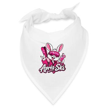 Apres Ski Hase Ski Bunny Skiparty Pink - Bandana Dreieckstuch - Weiß - Vorne