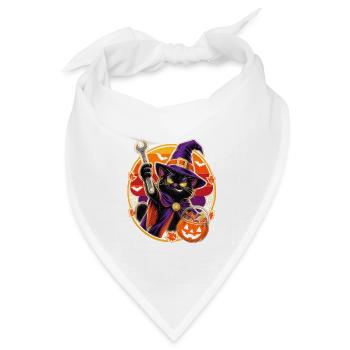 Halloween Hexenkatze mit Schraubenschlüssel - Bandana Dreieckstuch - Weiß - Vorne