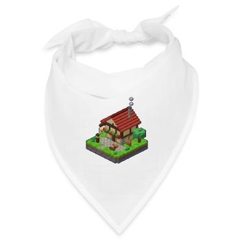 Taverne als 3D Pixel Art mit Bierkrug Schild - Bandana Dreieckstuch - Weiß - Vorne
