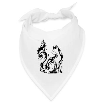 Mystic Flame Cat - Bandana Dreieckstuch - Weiß - Vorne