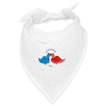 LoveBirds – verliebte Vögel mit Herz - Bandana Dreieckstuch - Weiß - Vorne