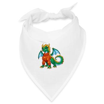 Süßes grünes Drachenmädchen im Herbstpullover - Bandana Dreieckstuch - Weiß - Vorne