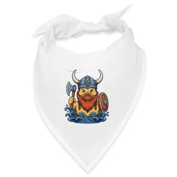 Viking-Ente mit Axt und Wellen - Bandana Dreieckstuch - Weiß - Vorne
