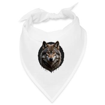 Wolfsblick Digitalporträt - Bandana Dreieckstuch - Weiß - Vorne