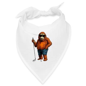 Orang Utan Golf Affe - Bandana Dreieckstuch - Weiß - Vorne