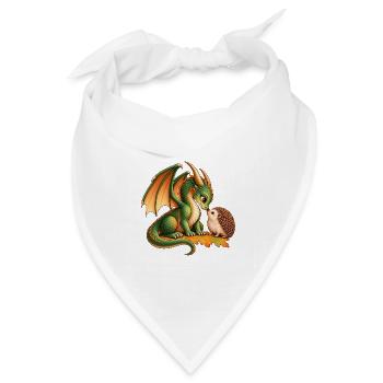 Drache & Igel – Niedlicher Nasenstups im Herbst - Bandana Dreieckstuch - Weiß - Vorne