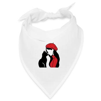 ragazza_con_capelli_neri_maglia_e_basco_rossi_c - Bandana Dreieckstuch - Weiß - Vorne