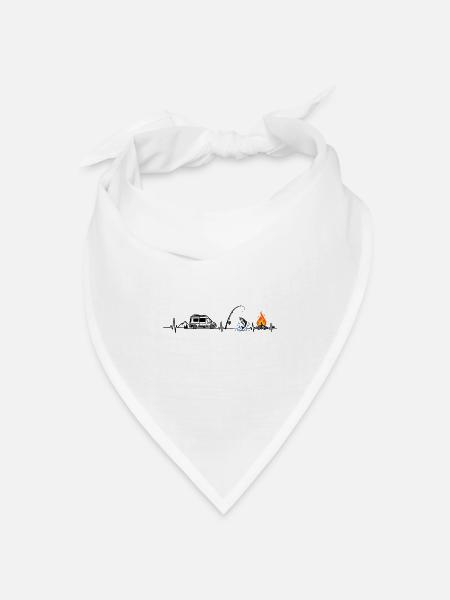 Camping und Angeln - Bandana Dreieckstuch - Weiß