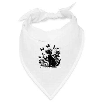 Kätzchen, das mit Schmetterlingen spielt, spielt - Bandana Dreieckstuch - Weiß - Vorne