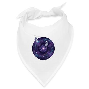 Galaxie-Schallplatte mit Astronauten - Bandana Dreieckstuch - Weiß - Vorne