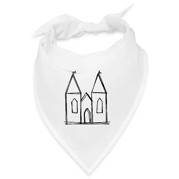 Kölner Dom handgezeichnet - Bandana Dreieckstuch - Weiß - Vorne