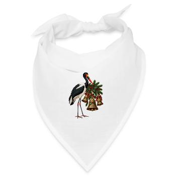 Sattelstorch an festlichen Weihnachtsglocken - Bandana Dreieckstuch - Weiß - Vorne