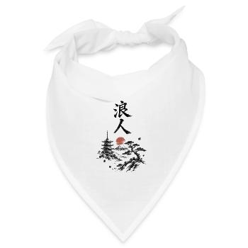 Zen Landschaft Rote Sonne - Bandana Dreieckstuch - Weiß - Vorne