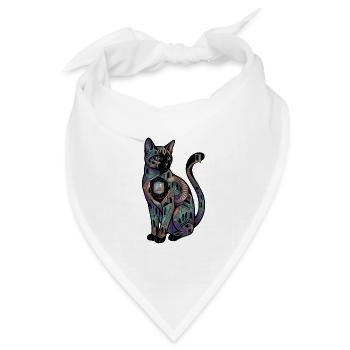 Surreale Katze mit Treppen – Optische Täuschung  - Bandana Dreieckstuch - Weiß - Vorne