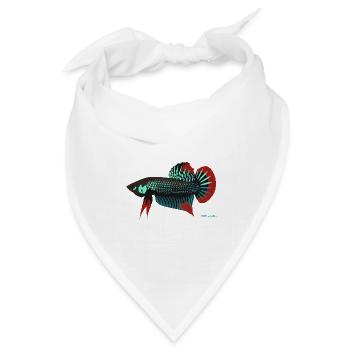 Betta imbellis, Kampffisch Wildform aus Thailand - Bandana Dreieckstuch - Weiß - Vorne