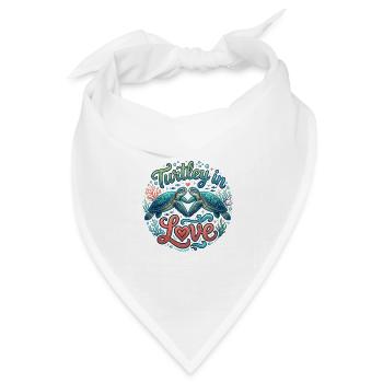 Turtley in Love – Verliebte Schildkröten im Meer - Bandana Dreieckstuch - Weiß - Vorne