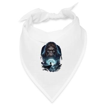 Bigfoot vor dem Mond Mondlicht mystischer Affe - Bandana Dreieckstuch - Weiß - Vorne