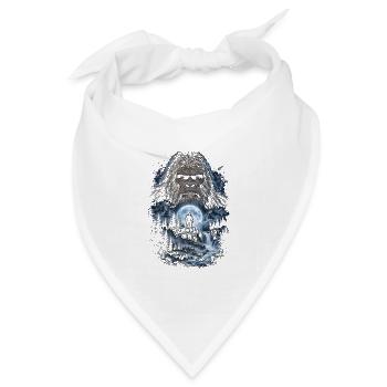 Bigfoot vor dem Mond Mondlicht mystischer Affe - Bandana Dreieckstuch - Weiß - Vorne