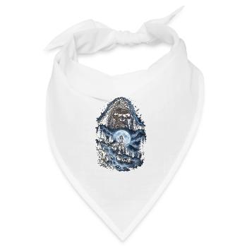 Bigfoot vor dem Mond Mondlicht mystischer Affe - Bandana Dreieckstuch - Weiß - Vorne
