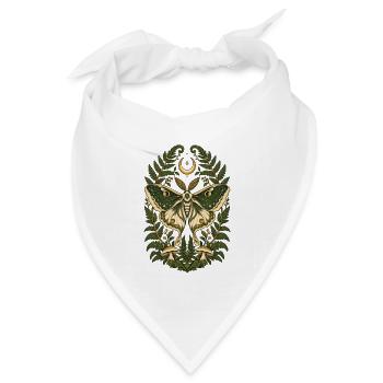 Nachtfalter mit Farn und Mond - Bandana Dreieckstuch - Weiß - Vorne