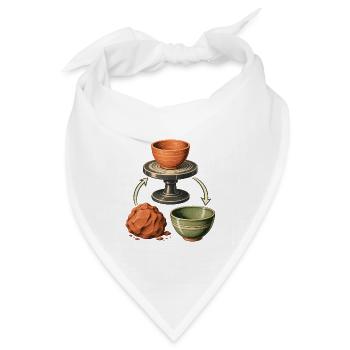 Vom Ton zur Schale – Töpferliebe - Bandana Dreieckstuch - Weiß - Vorne